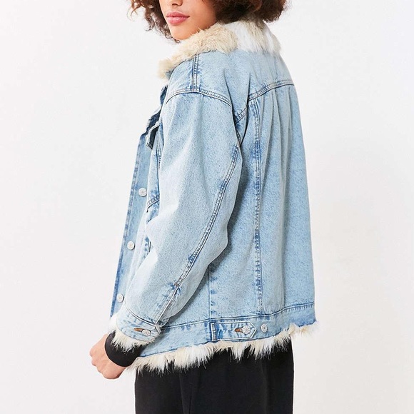 urban outfitters denim fur jacket